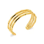 Jonc en acier doré effet bambou – bracelet manchette élégant et tendance