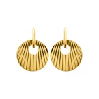 Boucles d’oreilles dorées à médaillon strié – en acier doré