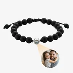 Bracelet personnalisé de projection de photos en perles noires