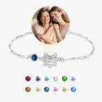 Bracelet photo personnalisé en argent 925 avec pierre de naissance