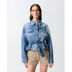 Giubbino in denim con cintura