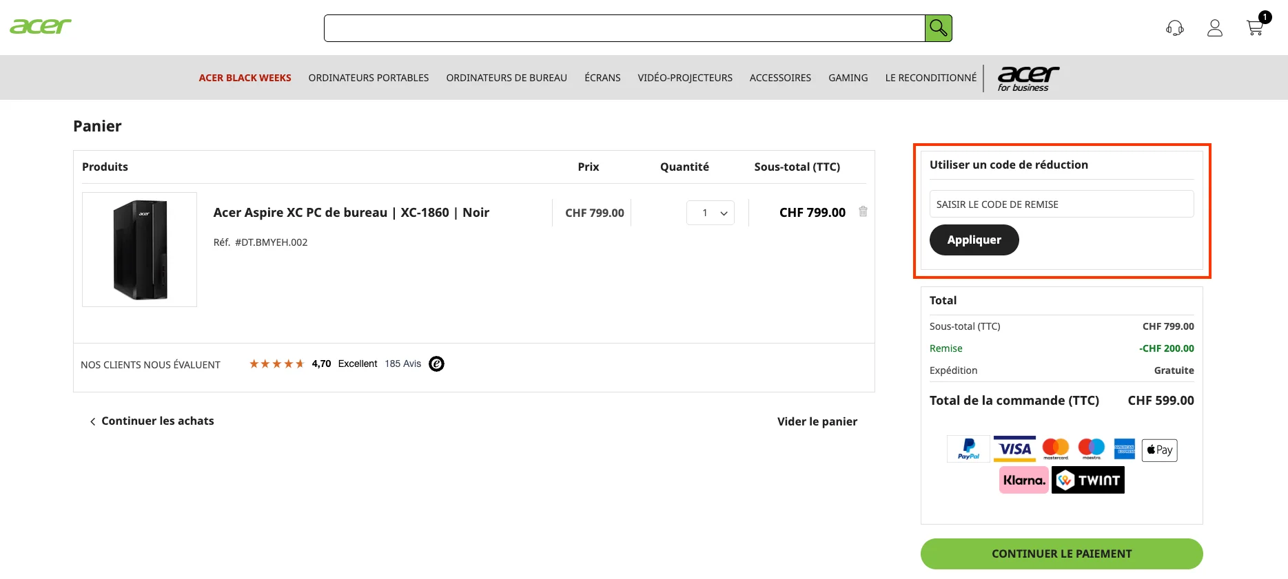 Comment utiliser le code promo ? - Acer