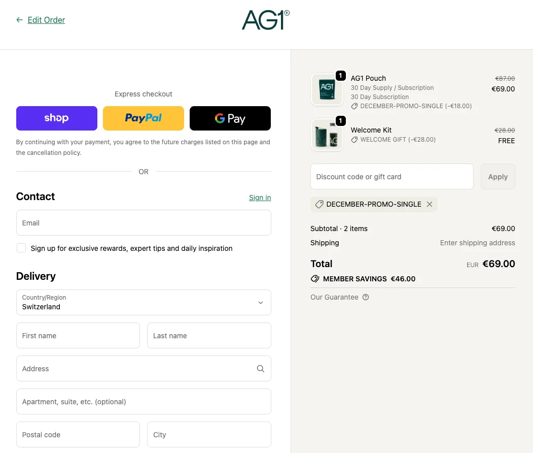 Comment utiliser le code promo ? - AG1