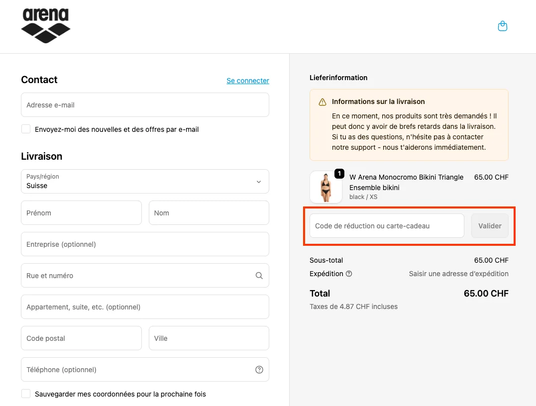 Comment utiliser le code promo ? - Arena