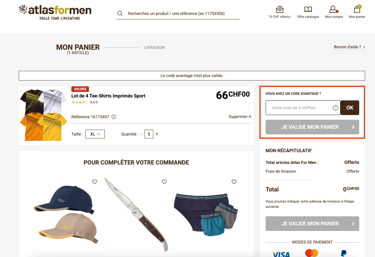 Comment utiliser le code promo ? - Atlas for men