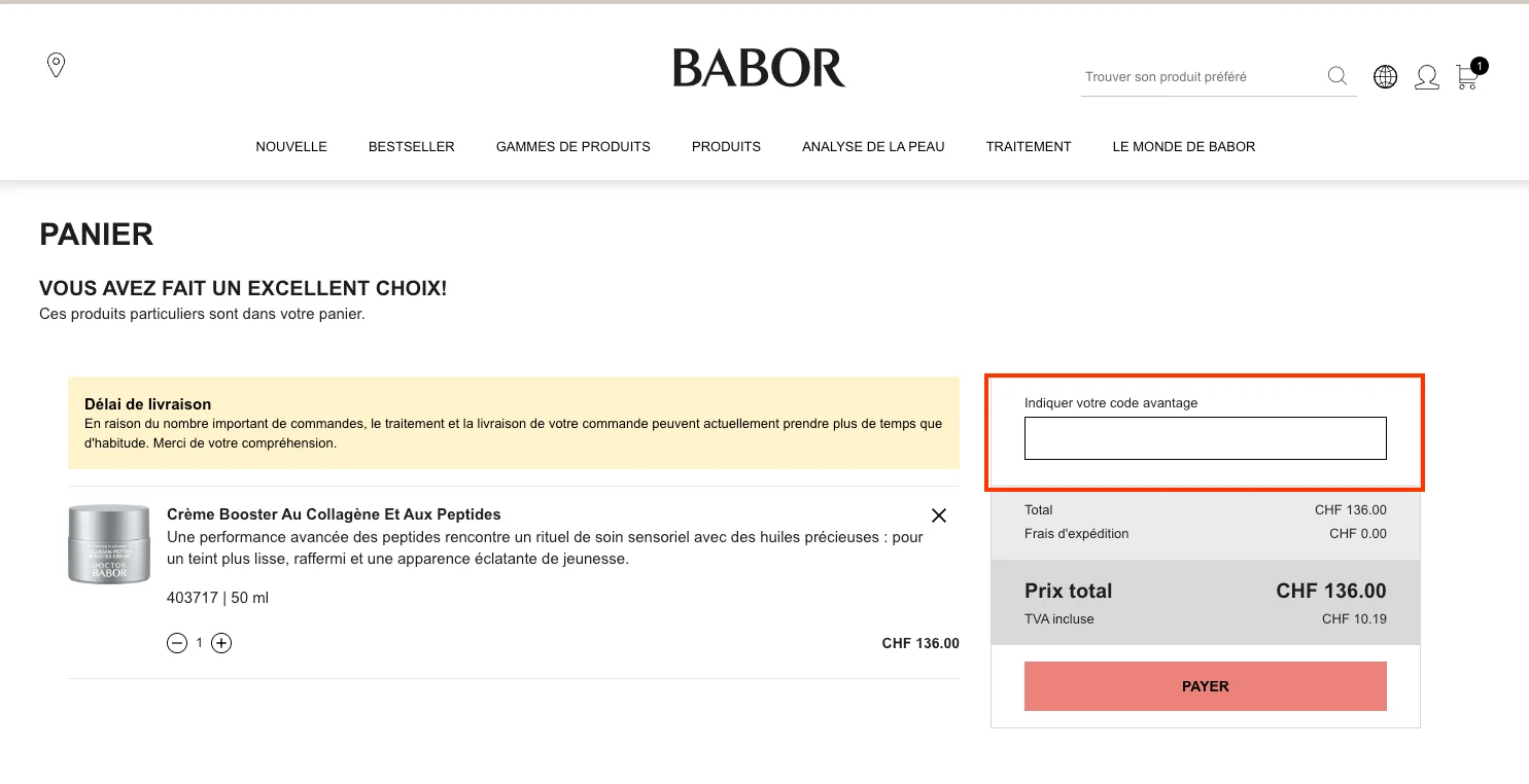 Comment utiliser le code promo ? - Babor