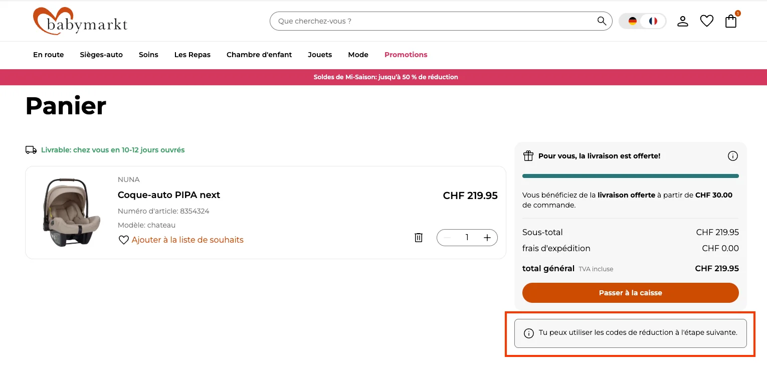 Comment utiliser le code promo ? - babymarkt