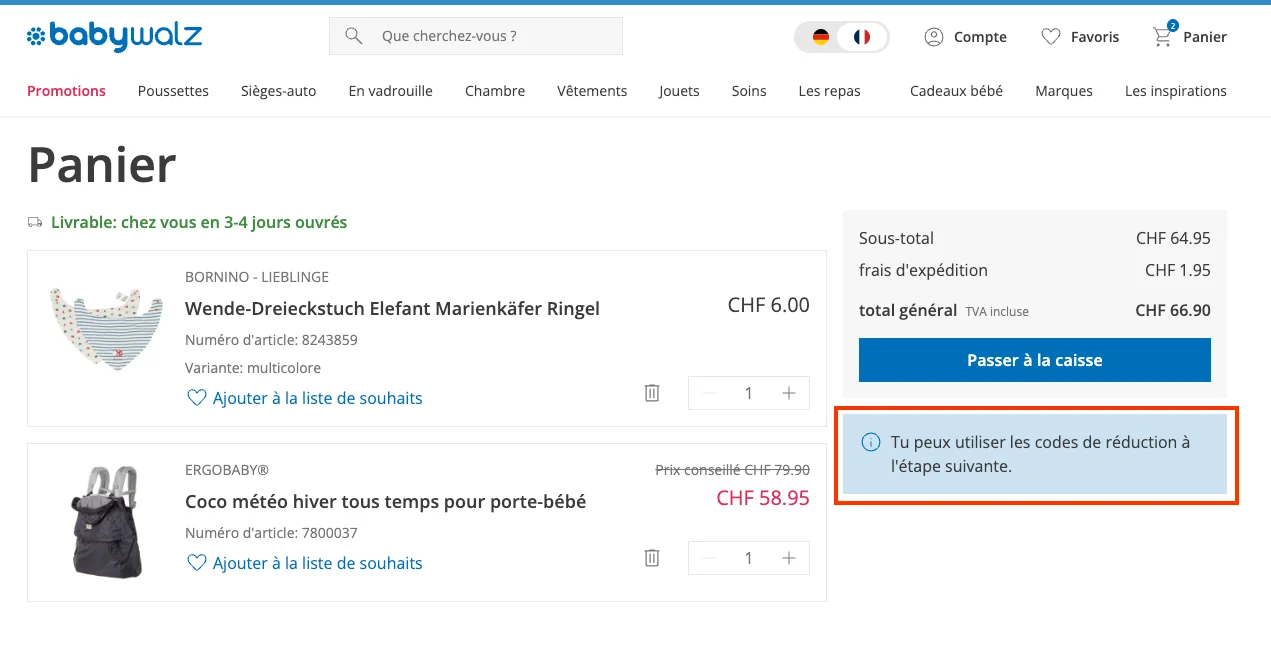 Comment utiliser le code promo ? - BabyWalz