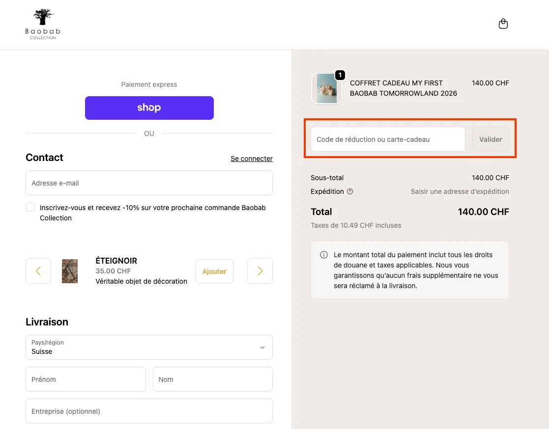 Comment utiliser le code promo ? - Baobab