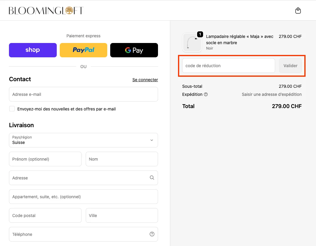 Comment utiliser le code promo ? - Bloomingloft