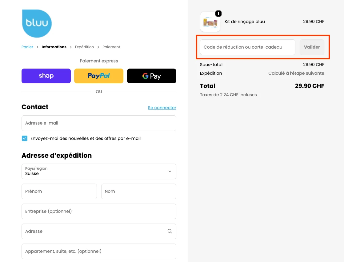 Comment utiliser le code promo ? - bluu