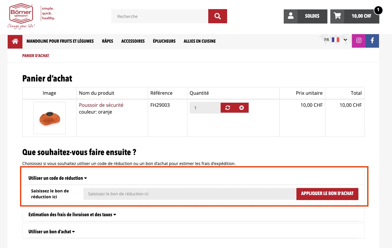 Comment utiliser le code promo ? - Börner