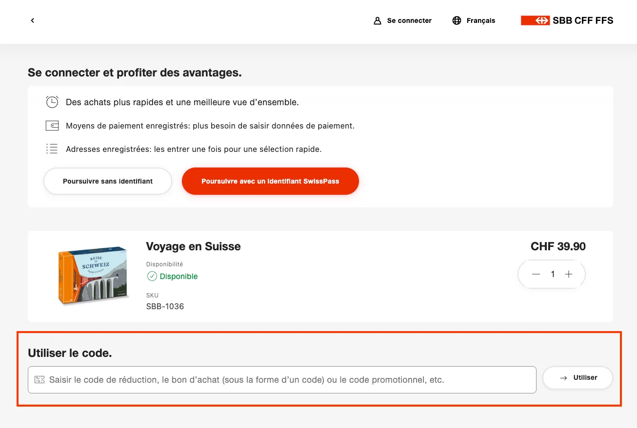 Comment utiliser le code promo ? - CFF