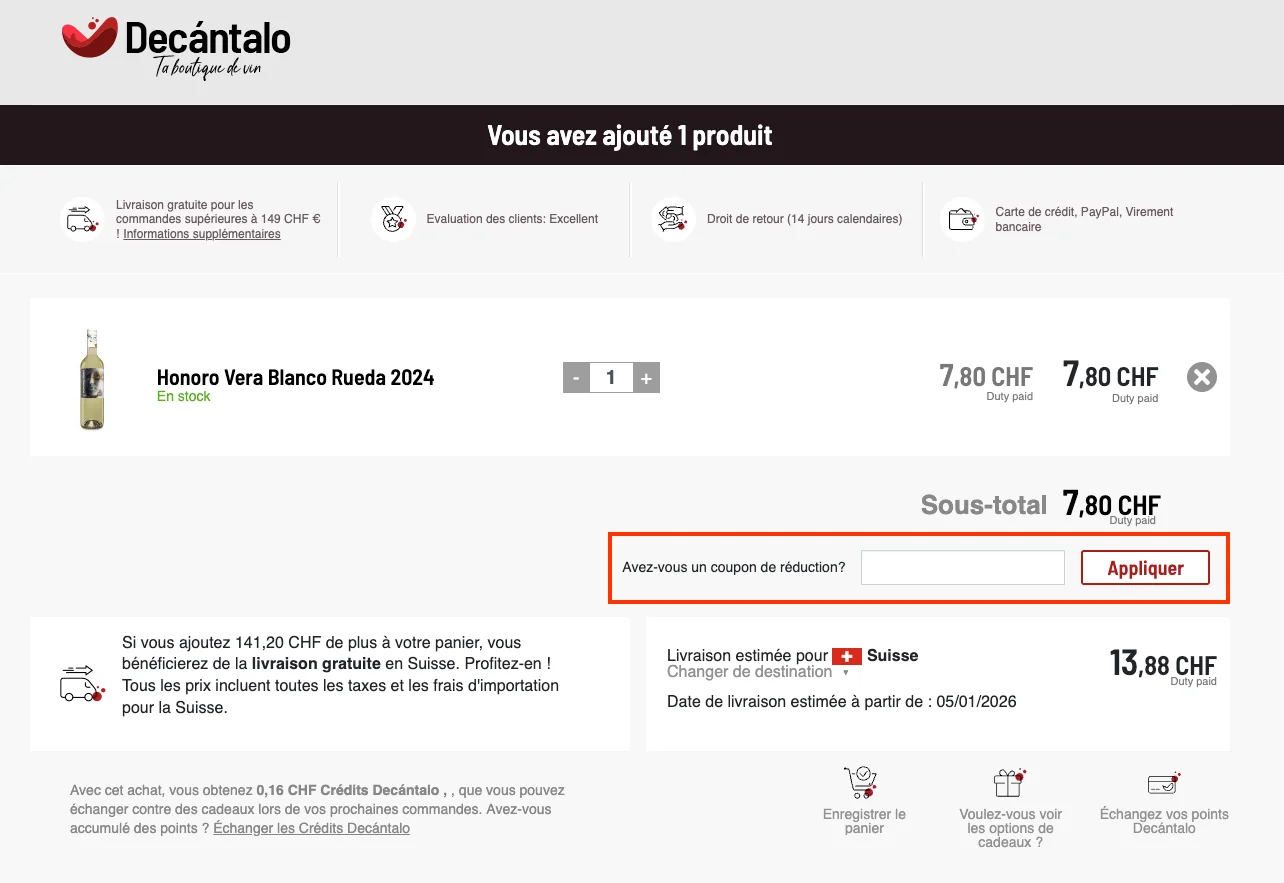 Comment utiliser le code promo ? - Decantalo