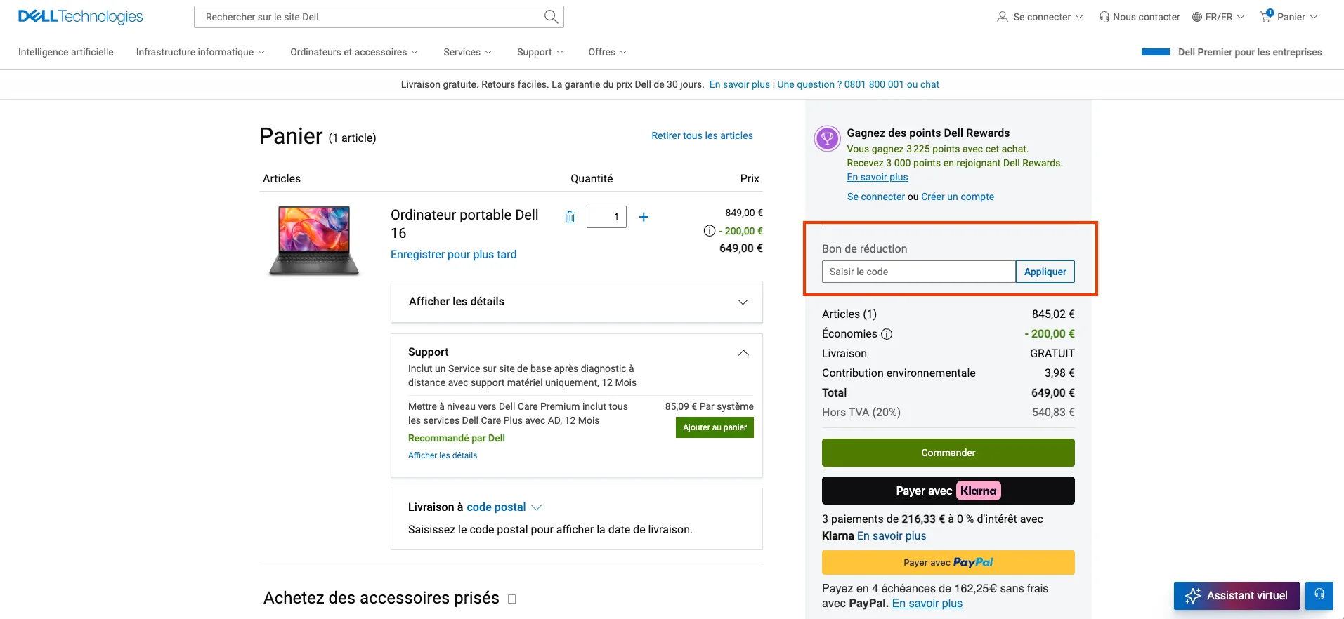 Comment utiliser le code promo ? - Dell