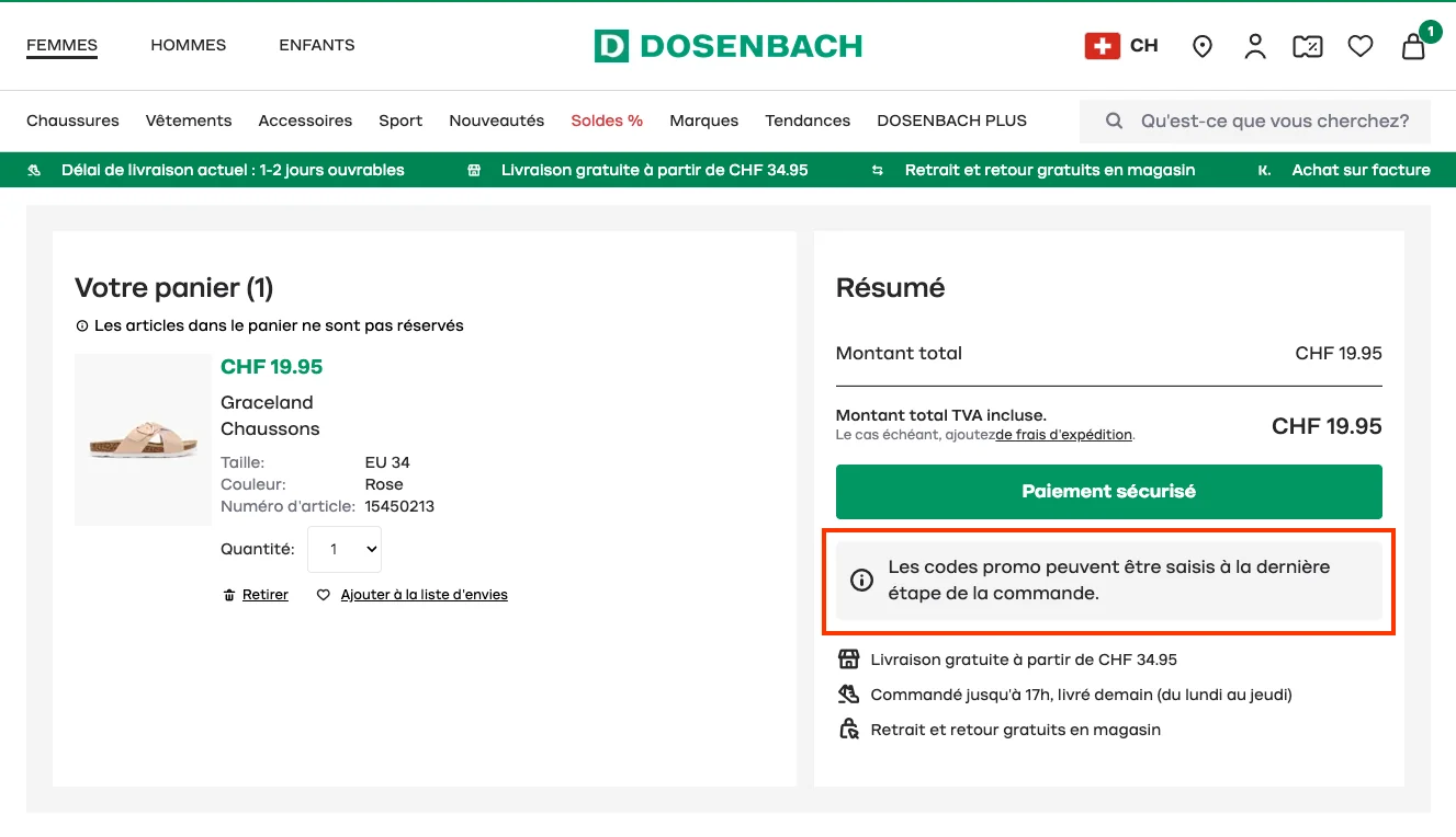 Comment utiliser le code promo ? - Dosenbach