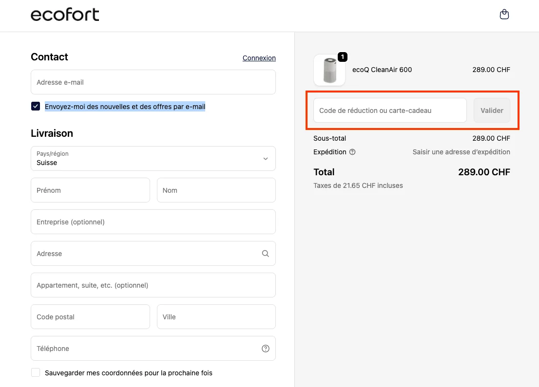 Comment utiliser le code promo ? - ecofort