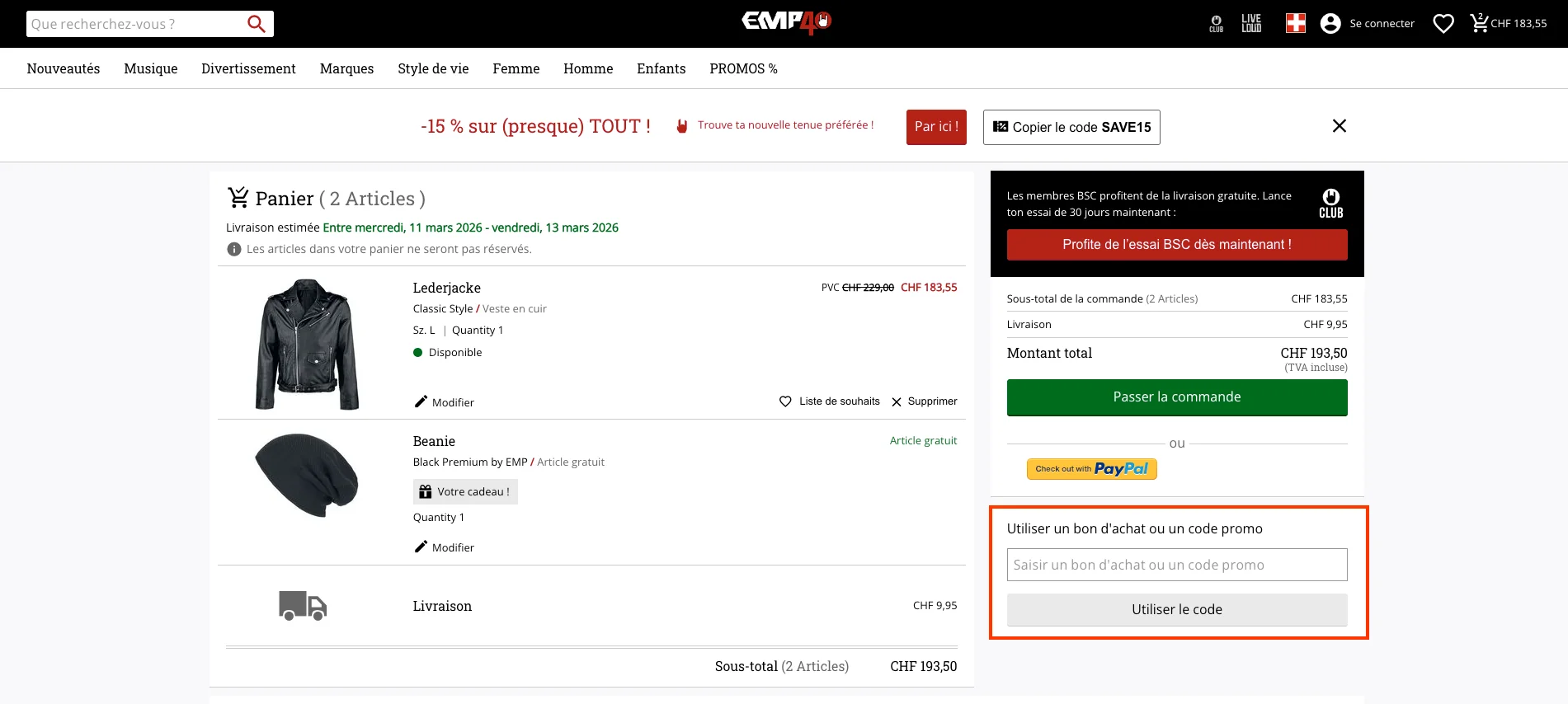 Comment utiliser le code promo ? - EMP