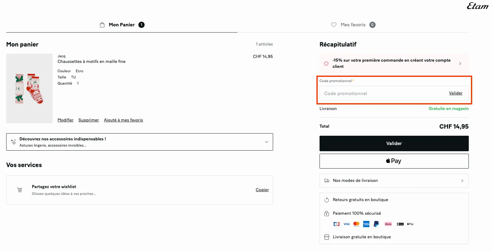 Comment utiliser le code promo ? - Etam