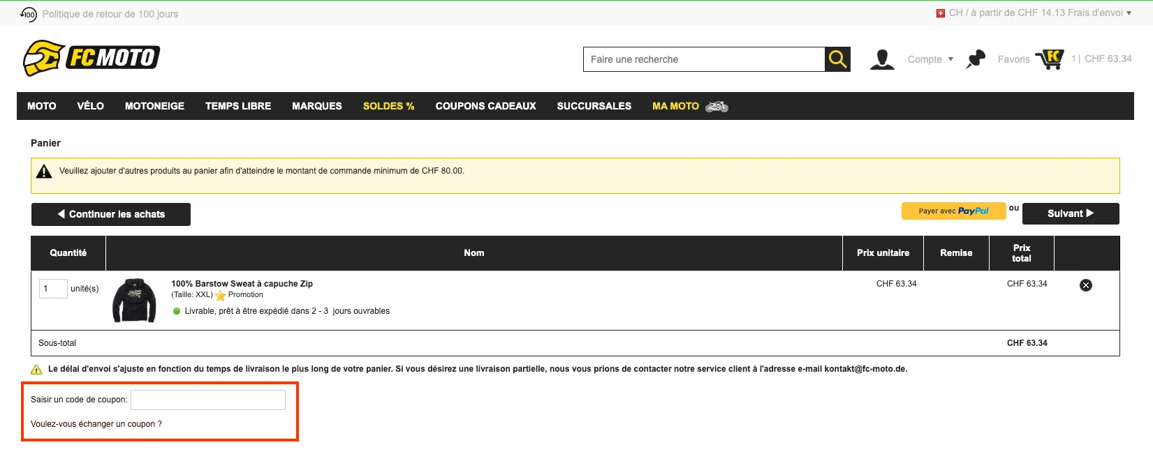 Comment utiliser le code promo ? - FC Moto