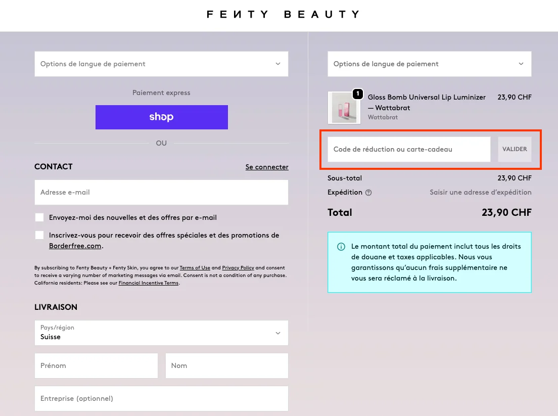 Comment utiliser le code promo ? - Fenty Beauty