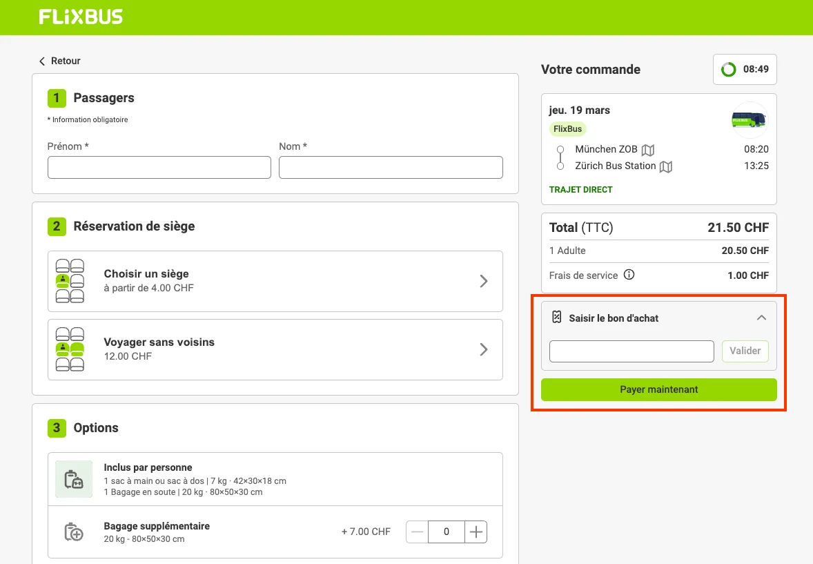 Comment utiliser le code promo ? - Flixbus