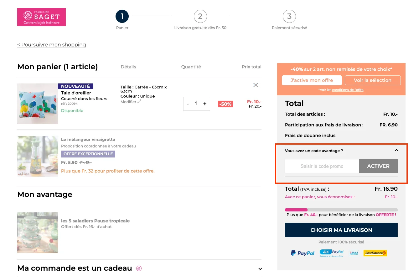 Comment utiliser le code promo ? - Francoise Saget