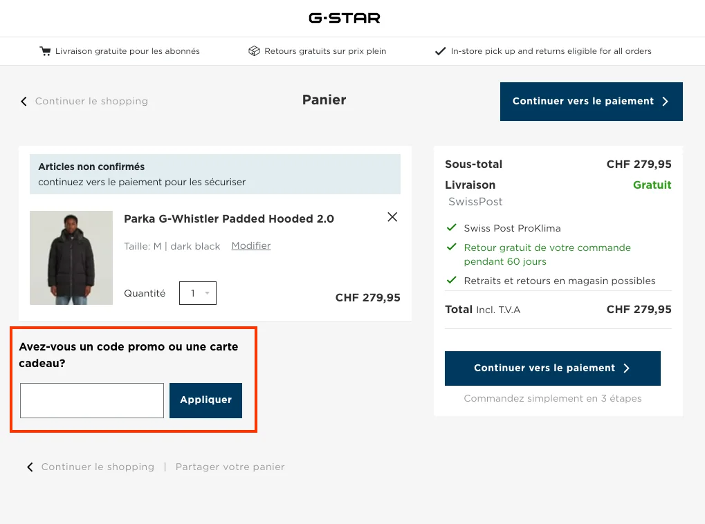 Comment utiliser le code promo ? - GStar