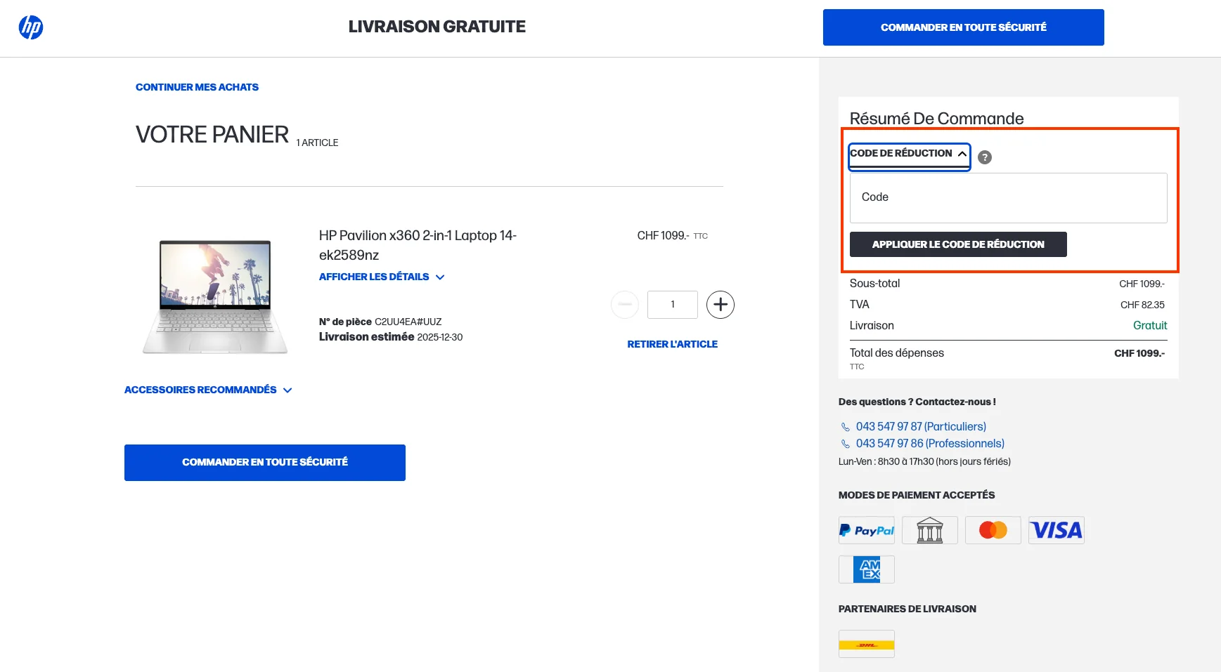 Comment utiliser le code promo ? - HP