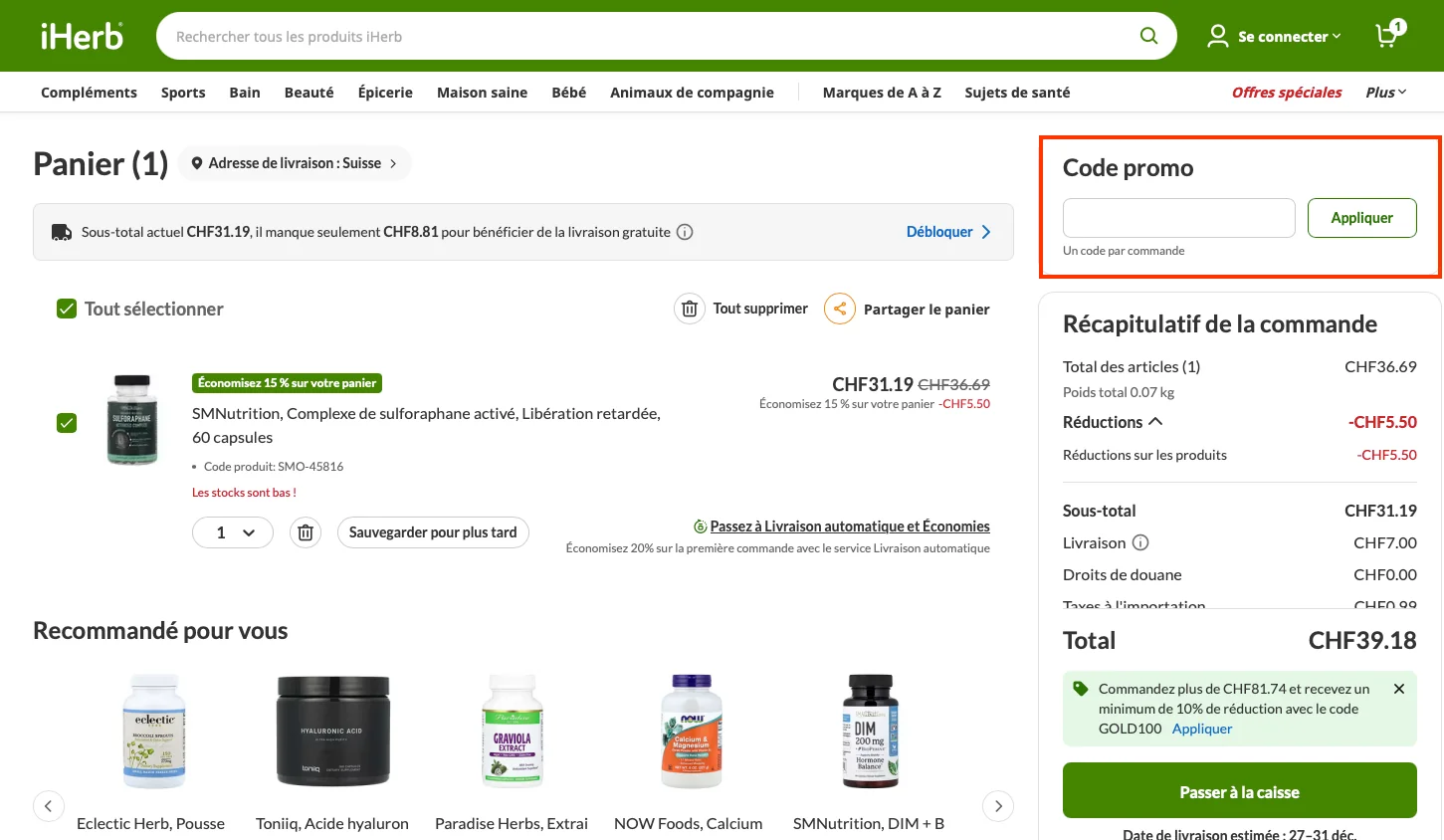 Comment utiliser le code promo ? - iHerb