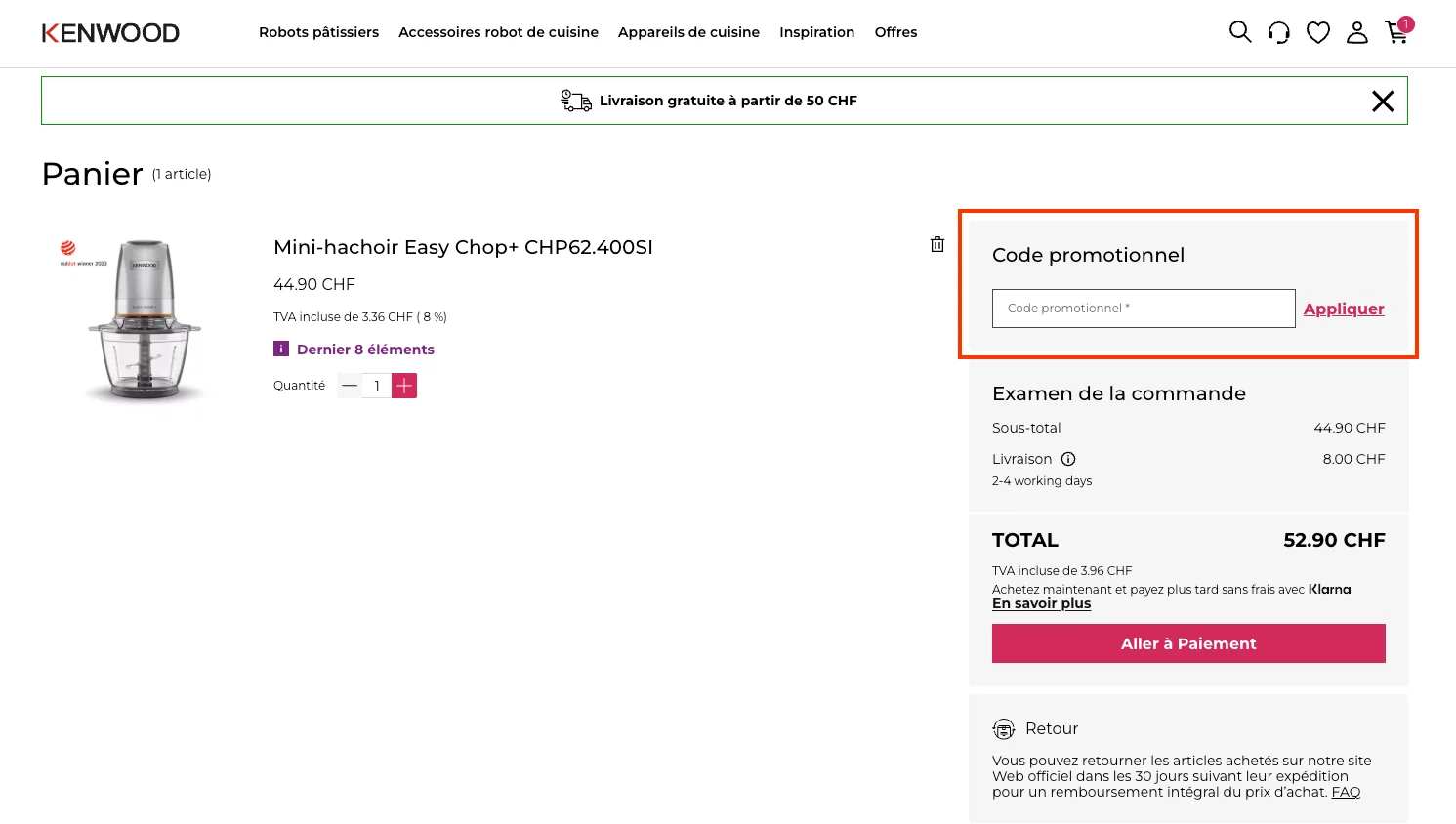 Comment utiliser le code promo ? - Kenwood