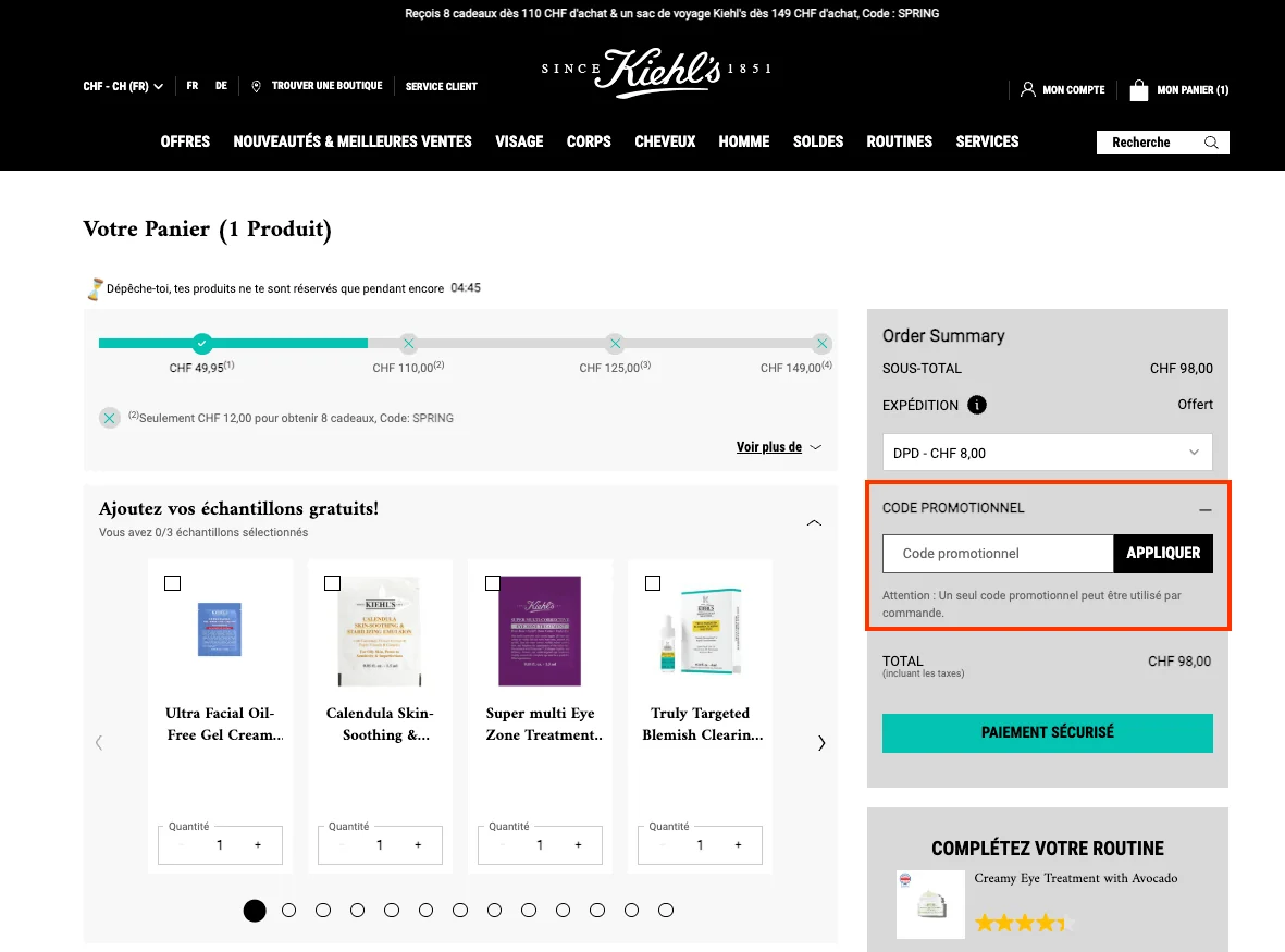 Comment utiliser le code promo ? - Kiehl's