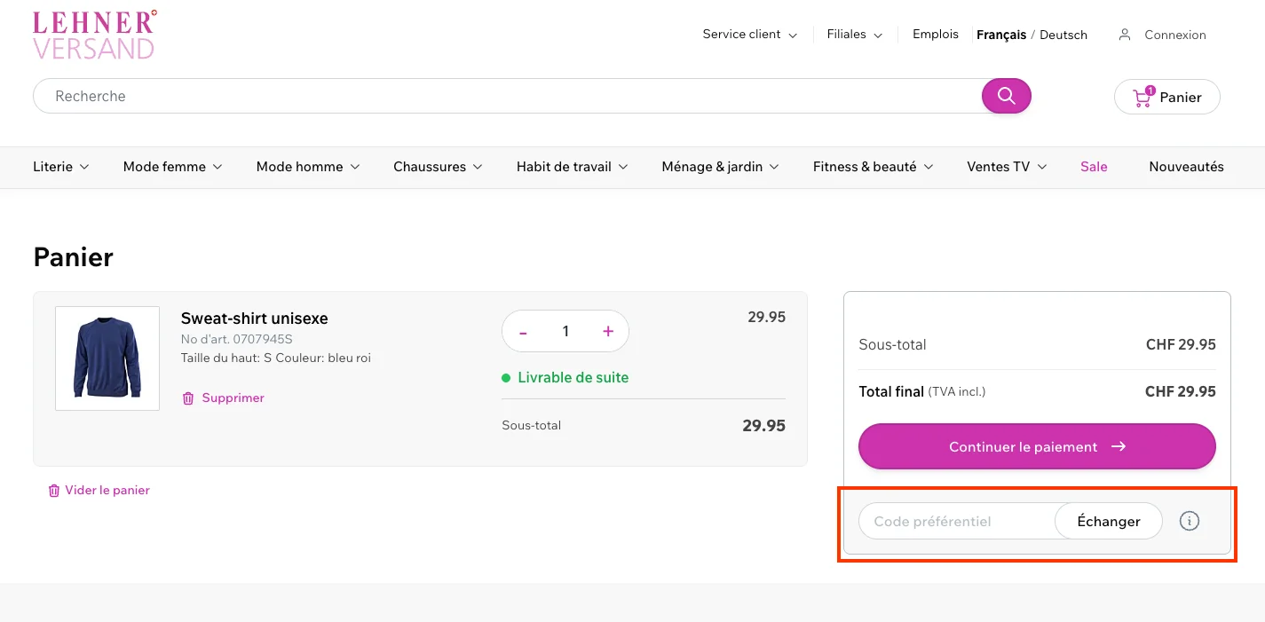 Comment utiliser le code promo ? - Lehner Versand