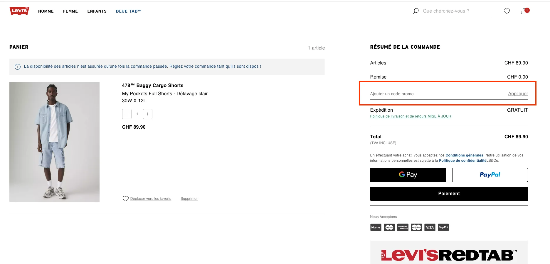 Comment utiliser le code promo ? - Levis