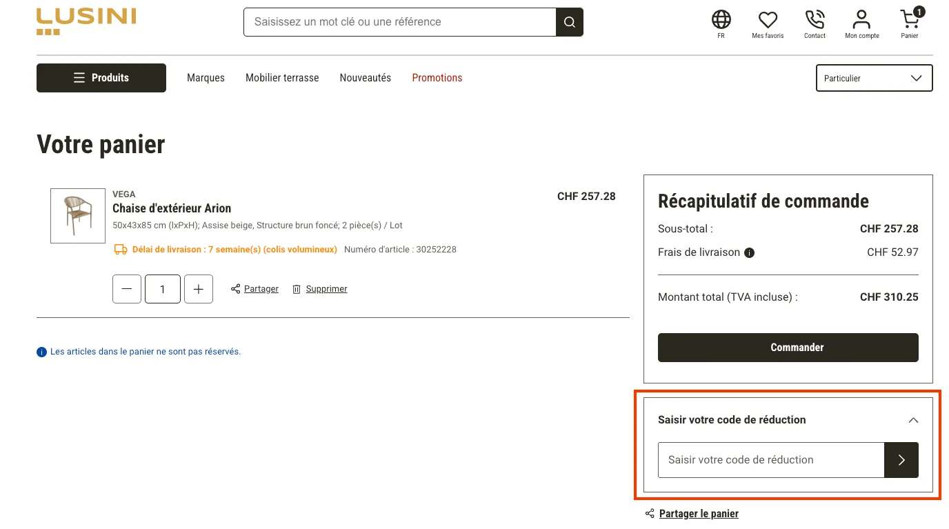 Comment utiliser le code promo ? - Lusini