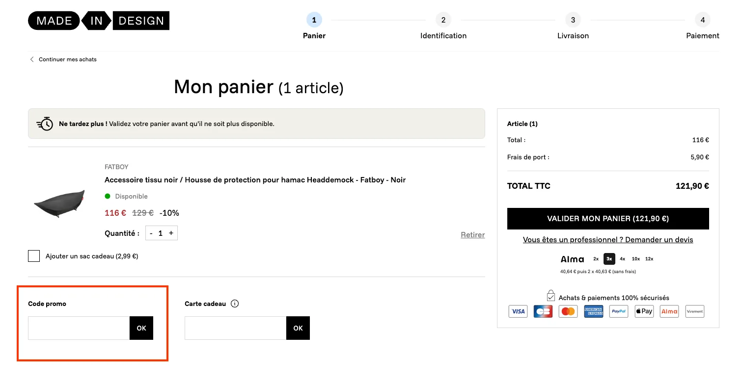 Comment utiliser le code promo ? - Made in Design