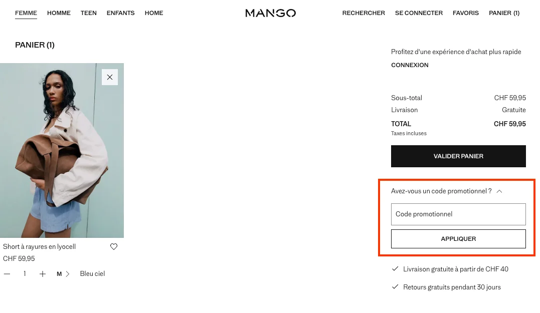 Comment utiliser le code promo ? - Mango