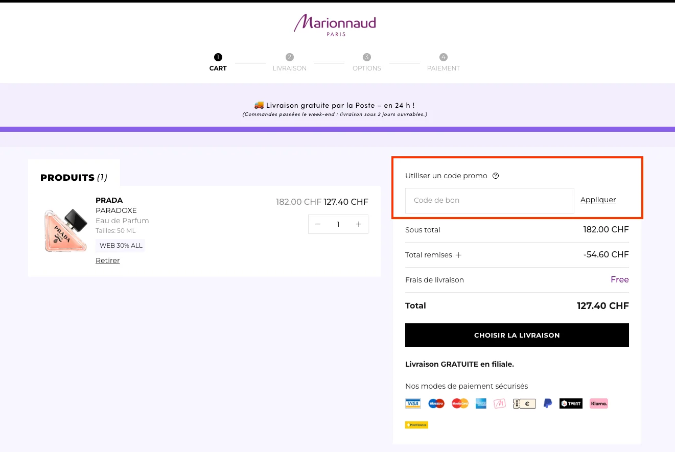 Comment utiliser le code promo ? - Marionnaud