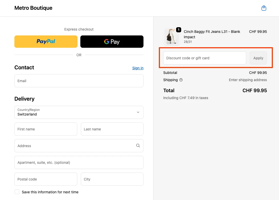 Comment utiliser le code promo ? - Metro Boutique