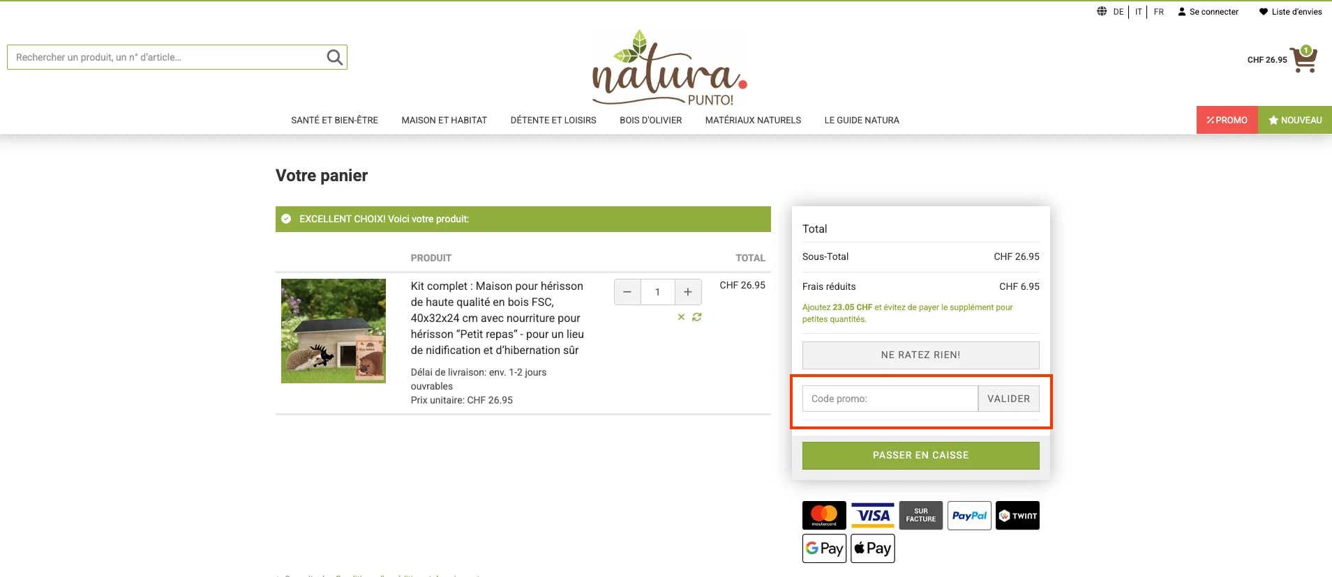 Comment utiliser le code promo ? - Natura Punto