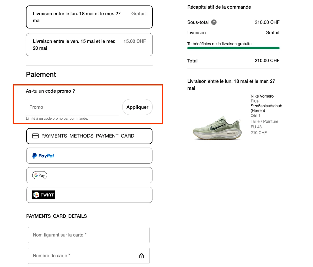 Comment utiliser le code promo ? - Nike