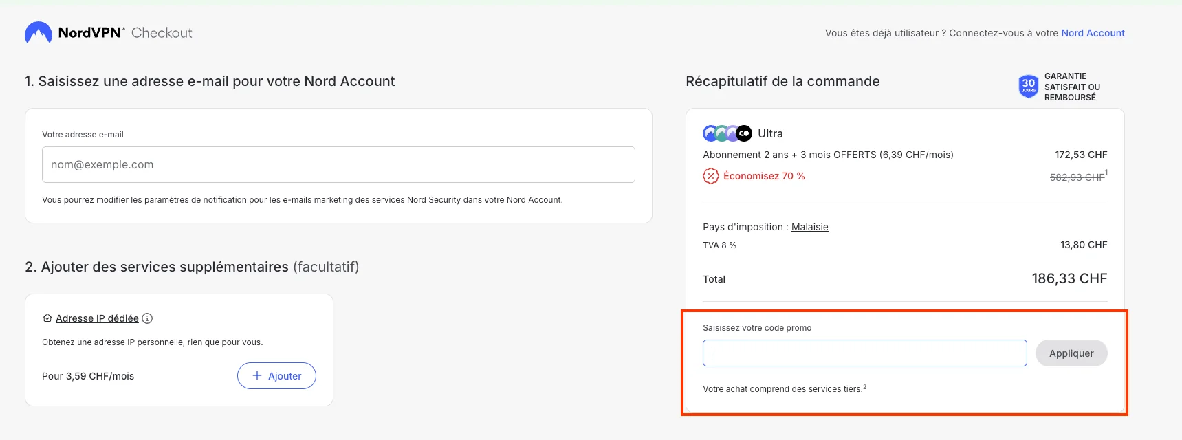 Comment utiliser le code promo ? - NordVPN