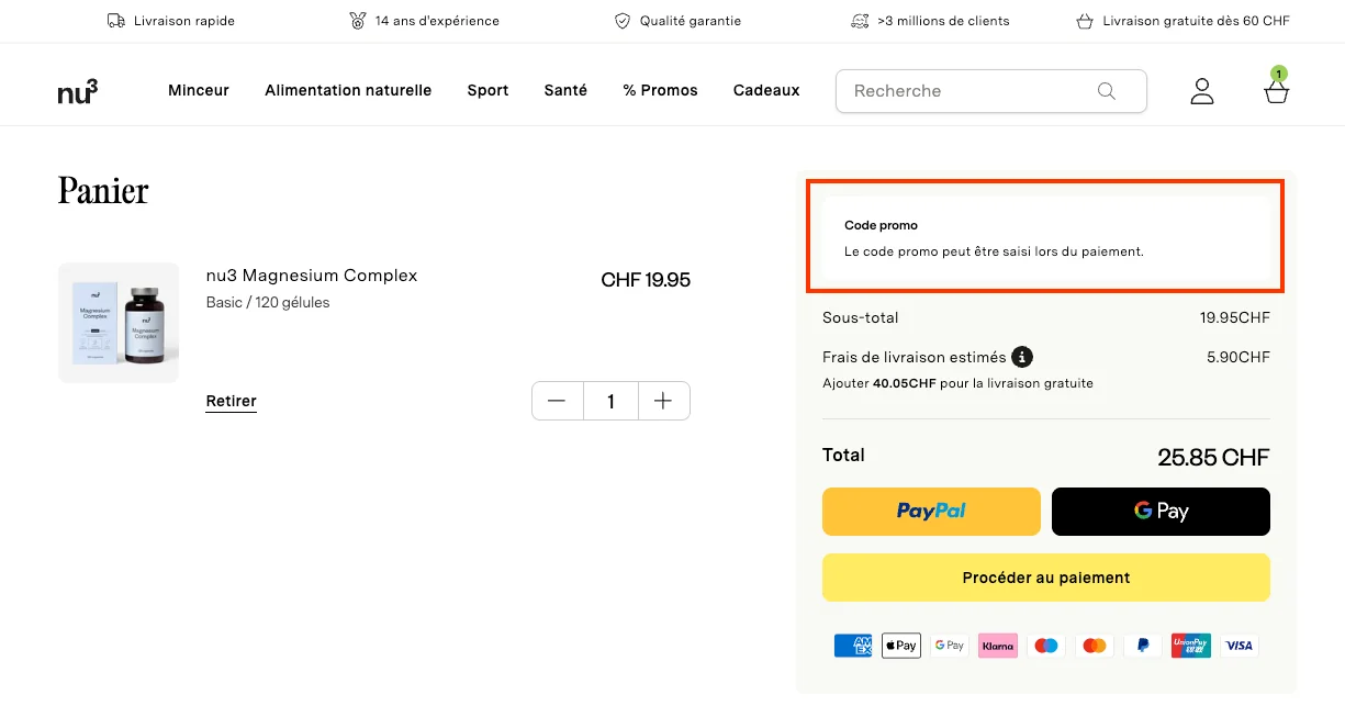 Comment utiliser le code promo ? - nu3