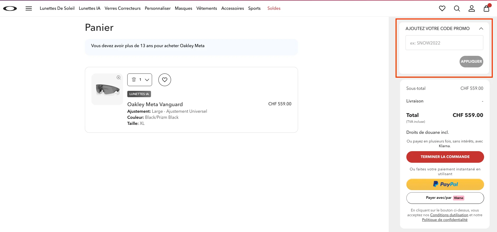 Comment utiliser le code promo ? - Oakley