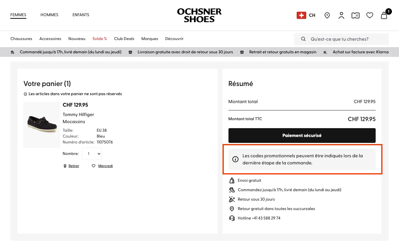 Comment utiliser le code promo ? - Ochsner Shoes