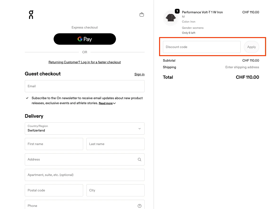 Comment utiliser le code promo ? - On Running