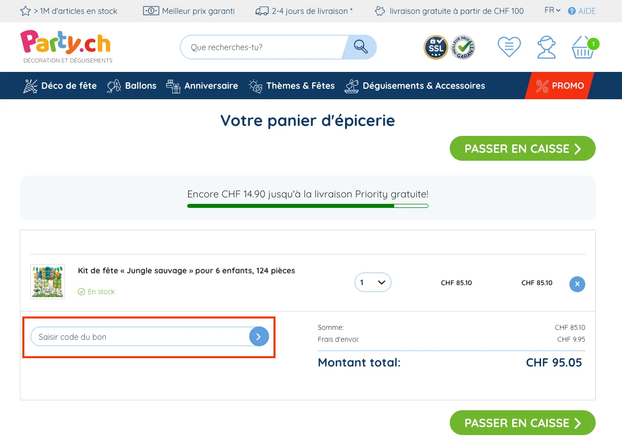 Comment utiliser le code promo ? - Party.ch