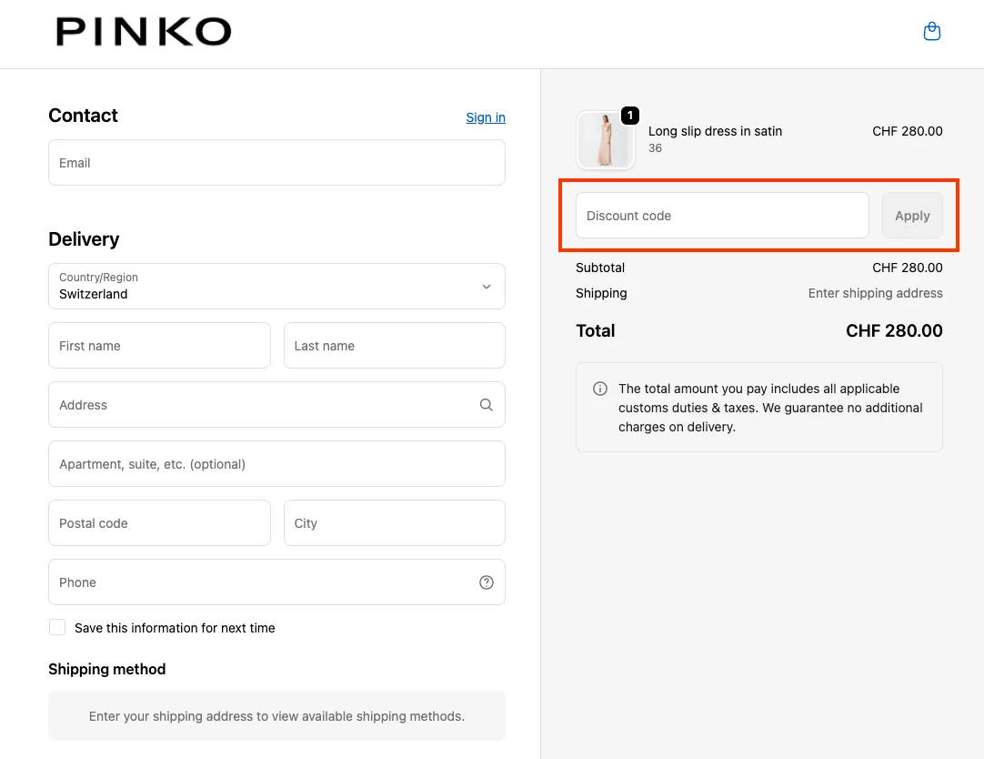 Comment utiliser le code promo ? - Pinko