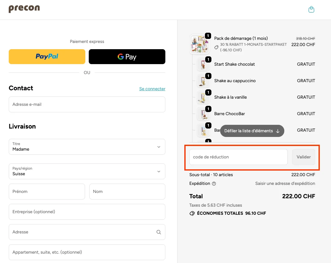 Comment utiliser le code promo ? - PreCon