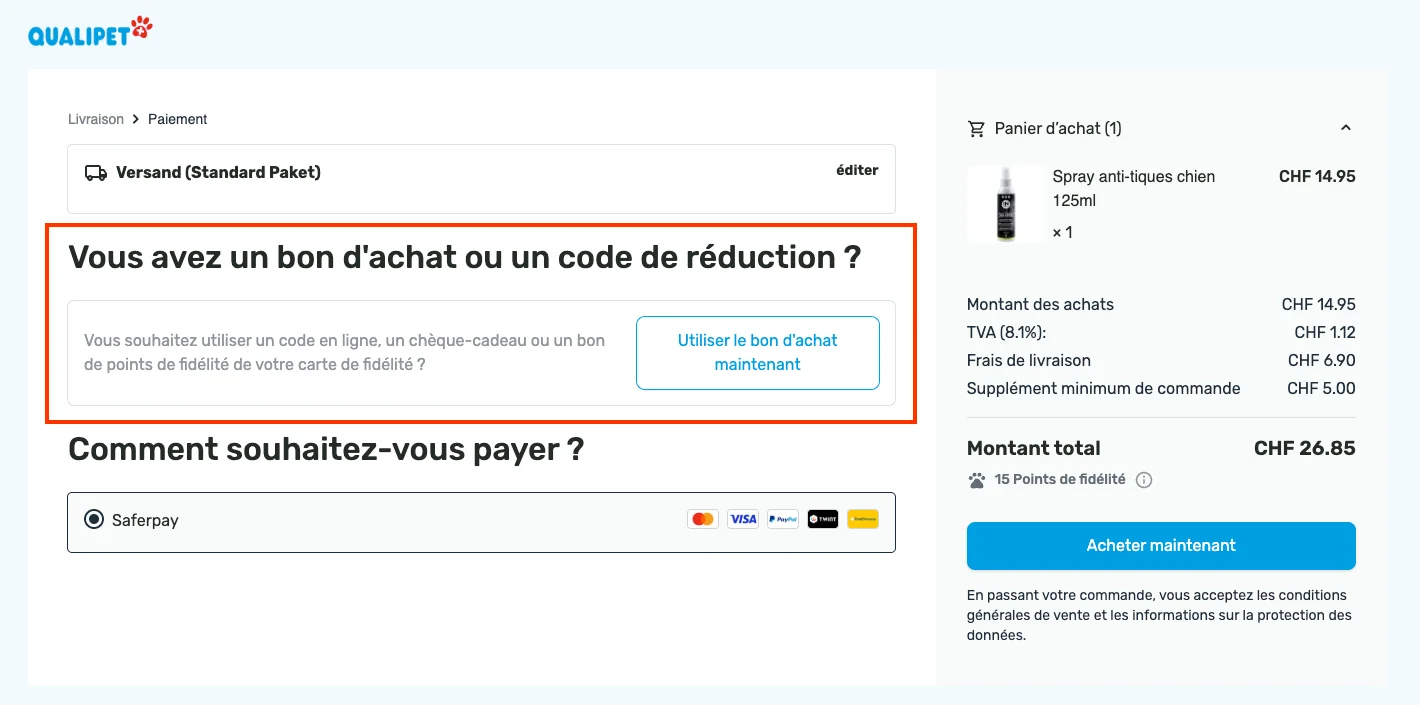 Comment utiliser le code promo ? - Qualipet